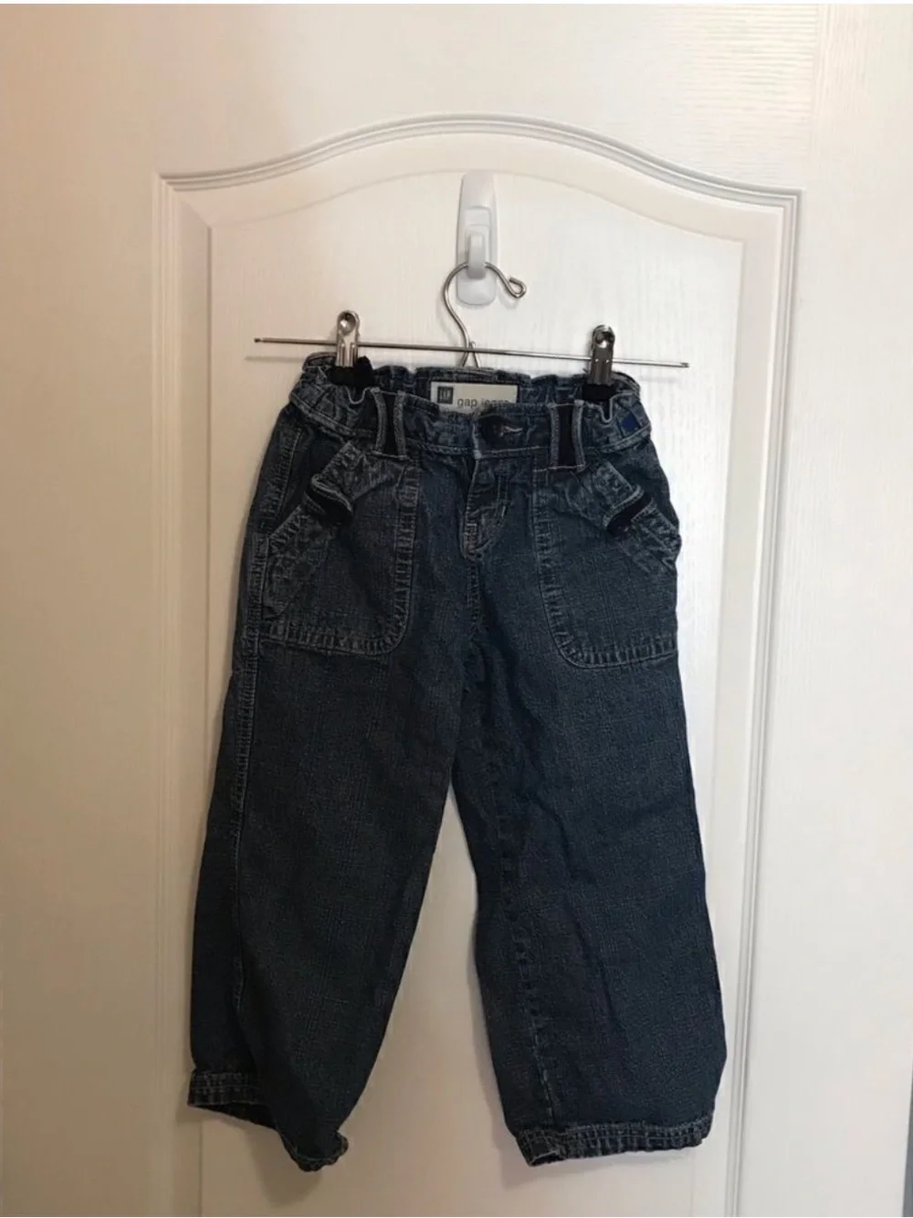 GAP Girls' Dark Blue Cropped Wide-Leg Jeans